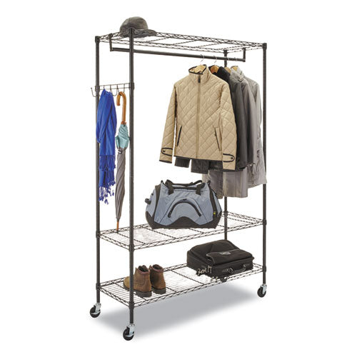 Image of Alera® Wire Shelving Garment Rack, 40 Garments, 48w X 18d X 75h, Black