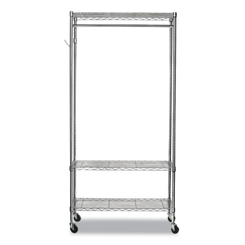Image of Alera® Wire Shelving Garment Rack, 40 Garments, 48w X 18d X 75h, Silver