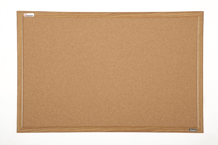 Image of Quartet/Skilcraft Natural Cork Bulletin Board, Oak Frame, 24" x 18"