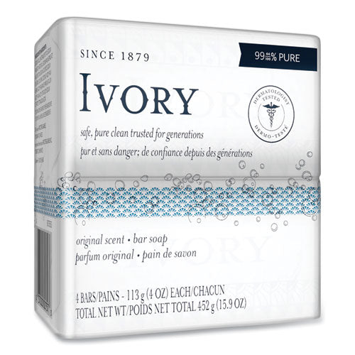 Image of Ivory® Bar Soap, Original Scent, 4 Oz, 4/pack, 18 Packs/carton