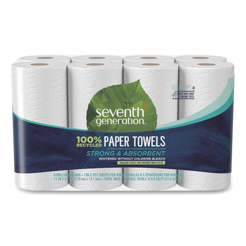 Image of Seventh Generation® 100% Recycled Paper Kitchen Towel Rolls, 2-Ply, 11 x 5.4, 156 Sheets/Roll, 8 Rolls/Pack