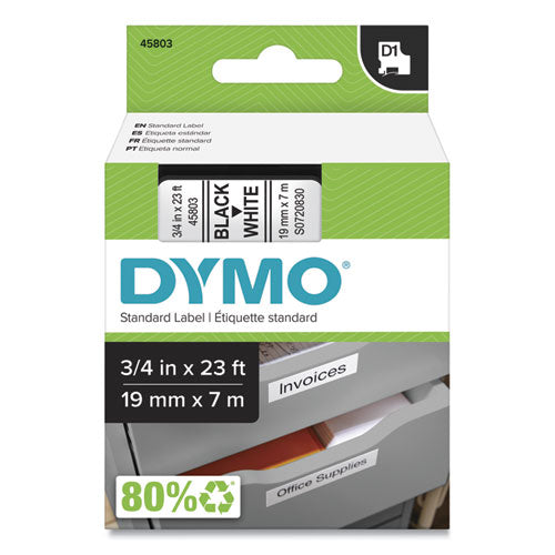 Image of DYMO® D1 High-Performance Polyester Removable Label Tape, 0.75" X 23 Ft, Black On White