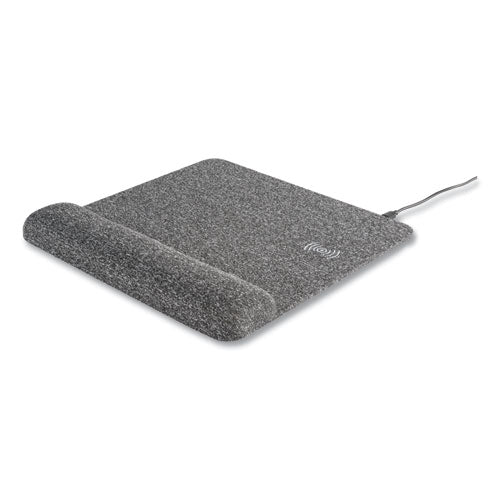 Image of Allsop® Powertrack Plush Wireless Charging Mouse Pad with Wrist Rest, 11.8 x 11.6, Gray