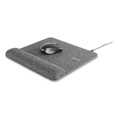 Image of Allsop® Powertrack Plush Wireless Charging Mouse Pad with Wrist Rest, 11.8 x 11.6, Gray