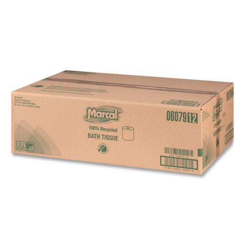 Image of Marcal® 100% Recycled 2-Ply Bath Tissue, Septic Safe, Individually Wrapped Rolls, White, 330 Sheets/Roll, 48 Rolls/Carton