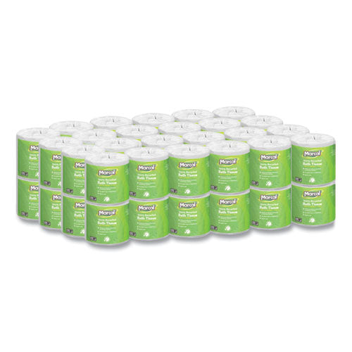 Image of Marcal® 100% Recycled 2-Ply Bath Tissue, Septic Safe, Individually Wrapped Rolls, White, 330 Sheets/Roll, 48 Rolls/Carton