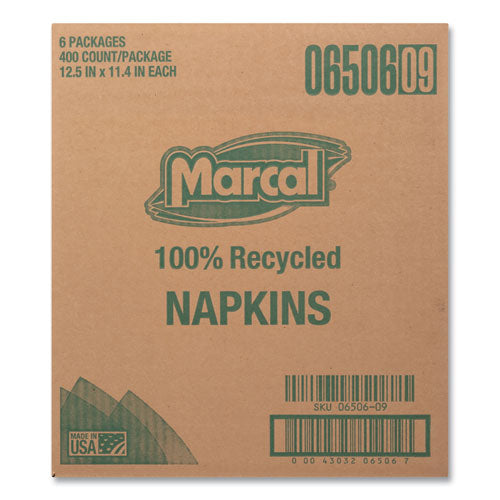 Image of Marcal® 100% Recycled Luncheon Napkins, 11.4 X 12.5, White, 400/pack, 6pk/ct