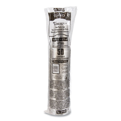 Image of SOLO® Ultra Clear PET Cups, Squat, 16 oz, Plastic, 50/Bag, 20 Bags/Carton
