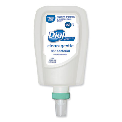 Image of Dial® Professional Clean+Gentle Antibacterial Foaming Hand Wash Refill for FIT Touch Free Dispenser, Fragrance-Free, 1 L, 3/Carton