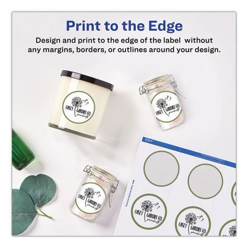 Image of Avery® Round Print-to-the Edge Labels with SureFeed and EasyPeel, 2" dia, Matte White, 300/Pack