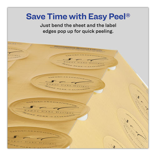 Image of Avery® Round Labels, Inkjet Printers, 2" dia, Gold, 12/Sheet, 8 Sheets/Pack