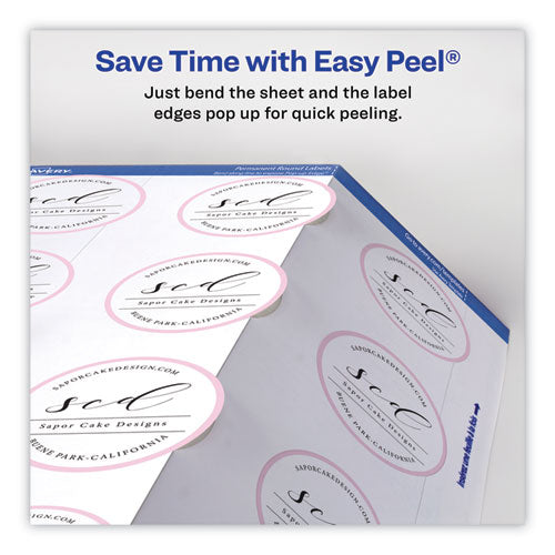 Image of Avery® Round Print-To-The Edge Labels With Sure Feed And Easy Peel, 2" Dia, Glossy White, 120/pk