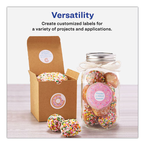 Image of Avery® Round Print-to-the Edge Labels with SureFeed and EasyPeel, 2" dia, Matte White, 300/Pack