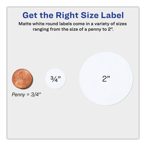 Image of Avery® Round Print-to-the Edge Labels with SureFeed and EasyPeel, 2" dia, Matte White, 300/Pack