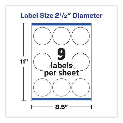 Image of Avery® Round Print-To-The Edge Labels With Surefeed, 2.5" Dia, Glossy White, 90/pk