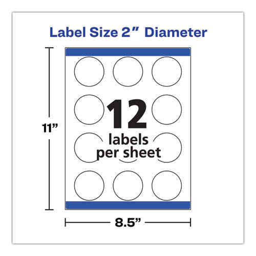 Image of Avery® Round Print-to-the Edge Labels with SureFeed and EasyPeel, 2" dia, Matte White, 300/Pack