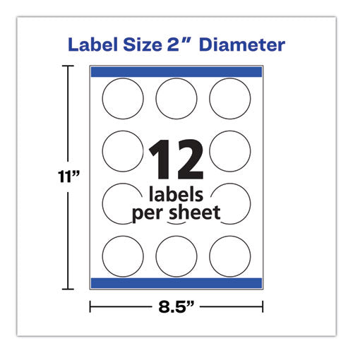 Image of Avery® Round Print-To-The Edge Labels With Sure Feed And Easy Peel, 2" Dia, Glossy White, 120/pk