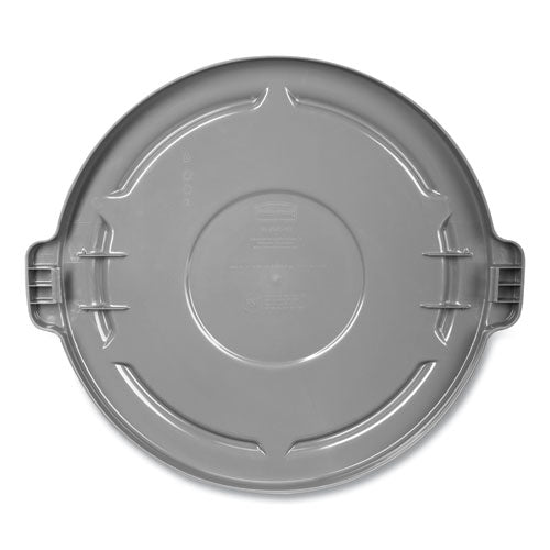 Image of Rubbermaid® Commercial BRUTE Self-Draining Flat Top Lid, for 32 gal Round BRUTE Containers, 22.25" Diameter, Gray