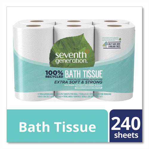 Image of Seventh Generation® 100% Recycled Bathroom Tissue, Septic Safe, 2-Ply, White, 240 Sheets/Roll, 12 Rolls/Pack, 4 Packs/Carton