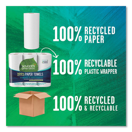 Image of Seventh Generation® 100% Recycled Paper Kitchen Towel Rolls, 2-Ply, 11 x 5.4, 140 Sheets/Roll, 24 Rolls/Carton