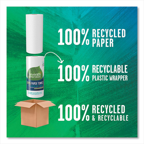 Image of Seventh Generation® 100% Recycled Paper Kitchen Towel Rolls, 2-Ply, 11 x 5.4, 156 Sheets/Roll, 24 Rolls/Carton