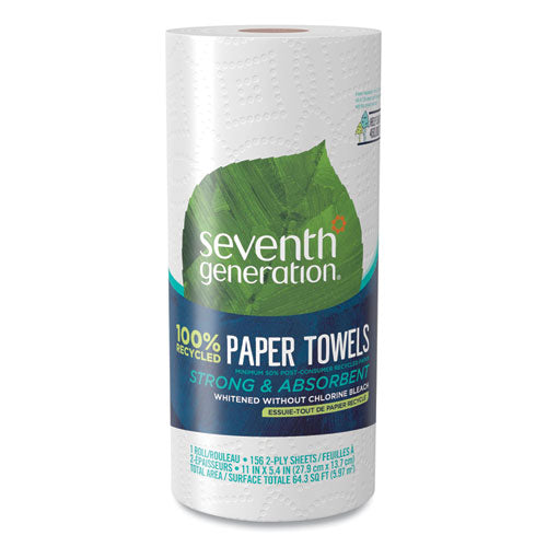 Image of Seventh Generation® 100% Recycled Paper Kitchen Towel Rolls, 2-Ply, 11 x 5.4, 156 Sheets/Roll, 24 Rolls/Carton