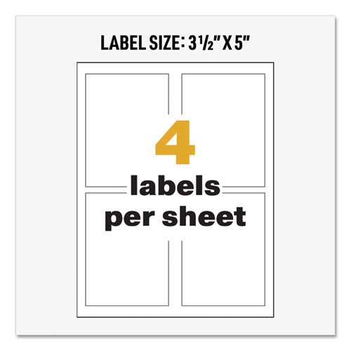 Image of Avery® Ultraduty Ghs Chemical Waterproof And Uv Resistant Labels, 3.5 X 5, White, 4/sheet, 50 Sheets/box