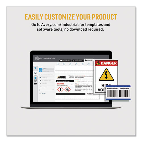 Image of Avery® Ultraduty Ghs Chemical Waterproof And Uv Resistant Labels, 4 X 4, White, 4/sheet, 50 Sheets/box