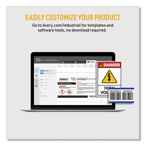 Image of Avery® UltraDuty GHS Chemical Waterproof and UV Resistant Labels, 8.5 x 11, White, 500/Pack