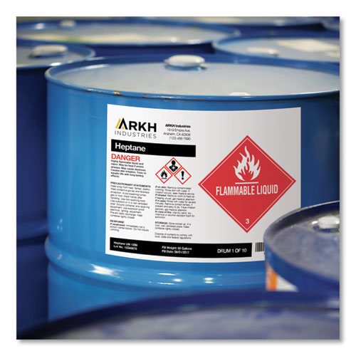Image of Avery® UltraDuty GHS Chemical Waterproof and UV Resistant Labels, 8.5 x 11, White, 500/Pack