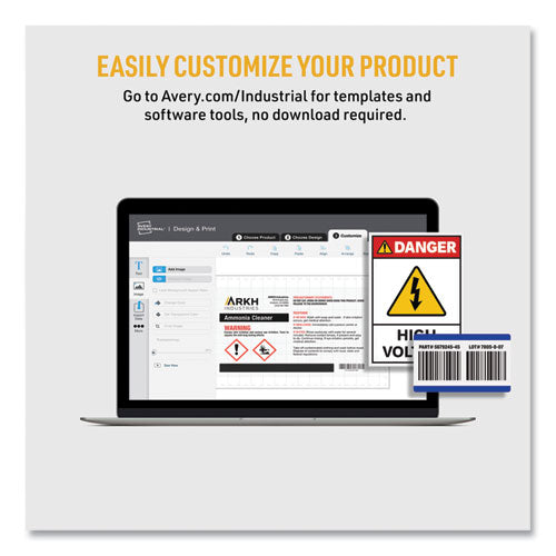 Image of Avery® Ultraduty Ghs Chemical Waterproof And Uv Resistant Labels, 0.5 X 1.75, White, 60/sheet, 25 Sheets/pack