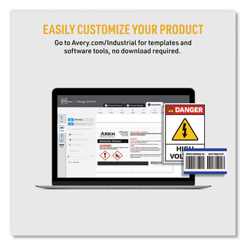 Image of Avery® Ultraduty Ghs Chemical Waterproof And Uv Resistant Labels, 8.5 X 11, White, 50/box