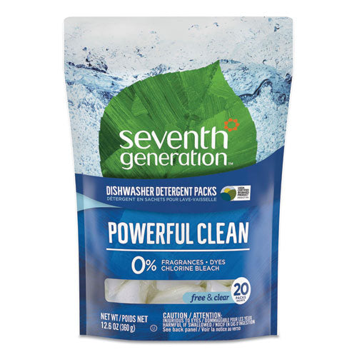 Image of Seventh Generation® Natural Automatic Dishwasher Detergent Packs, Free and Clear, 45 Powder Packets/Box
