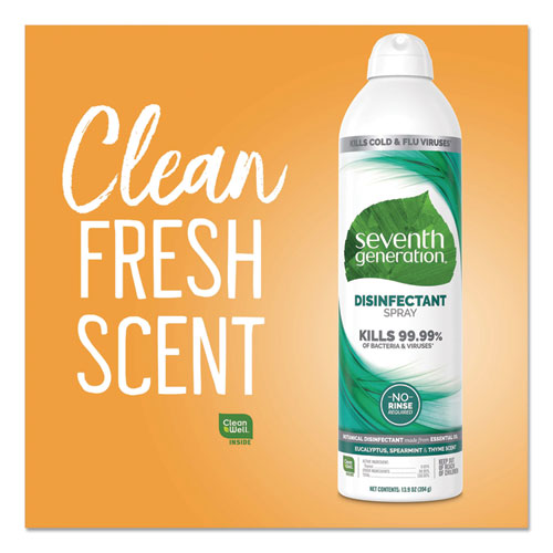 Image of Seventh Generation® Disinfectant Sprays, Eucalyptus/spearmint/thyme, 13.9 Oz Spray Bottle, 8/carton