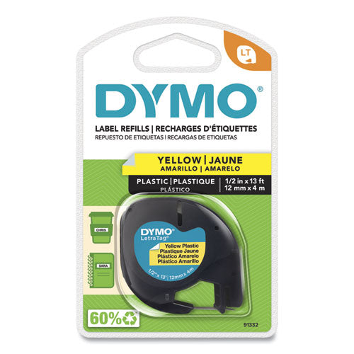 Image of DYMO® Letratag Plastic Label Tape Cassette, 0.5" X 13 Ft, Yellow