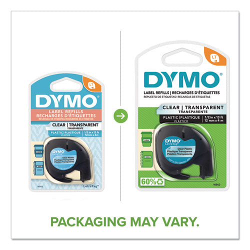 Image of DYMO® Letratag Plastic Label Tape Cassette, 0.5" X 13 Ft, Clear