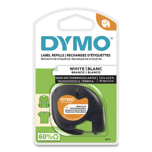 Image of DYMO® Letratag Fabric Iron-On Labels, 0.5" X 6.5 Ft, White