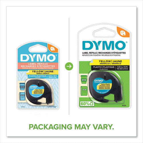 Image of DYMO® Letratag Plastic Label Tape Cassette, 0.5" X 13 Ft, Yellow