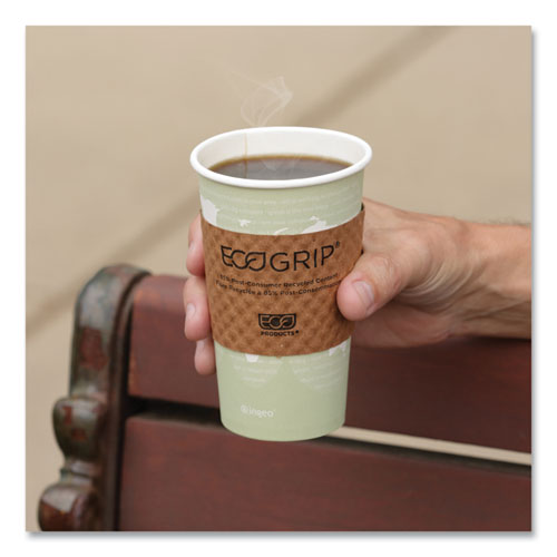 Image of Eco-Products® Ecogrip Hot Cup Sleeves - Renewable And Compostable, Fits 12, 16, 20, 24 Oz Cups, Kraft, 1,300/carton