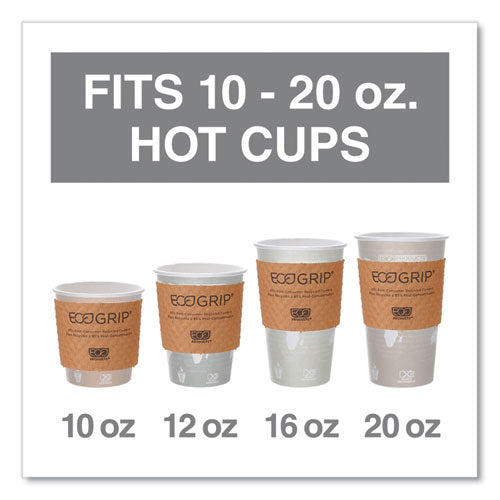Image of Eco-Products® Ecogrip Hot Cup Sleeves - Renewable And Compostable, Fits 12, 16, 20, 24 Oz Cups, Kraft, 1,300/carton