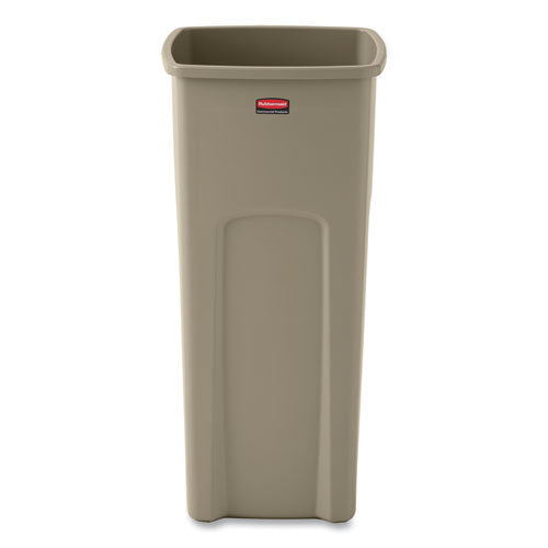 Image of Rubbermaid® Commercial Untouchable Square Waste Receptacle, 23 gal, Plastic, Beige