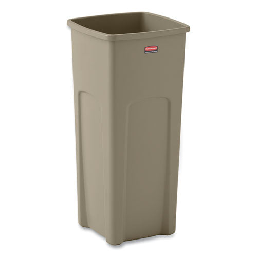 Image of Rubbermaid® Commercial Untouchable Square Waste Receptacle, 23 gal, Plastic, Beige
