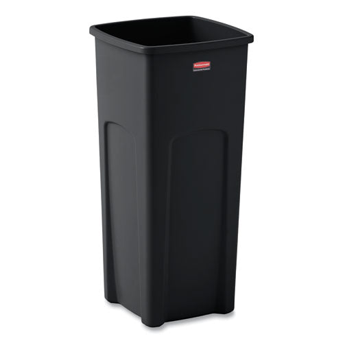 Image of Rubbermaid® Commercial Untouchable Square Waste Receptacle, 23 gal, Plastic, Black