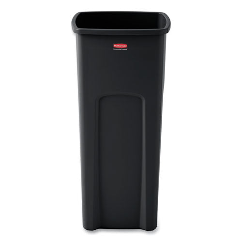 Image of Rubbermaid® Commercial Untouchable Square Waste Receptacle, 23 gal, Plastic, Black