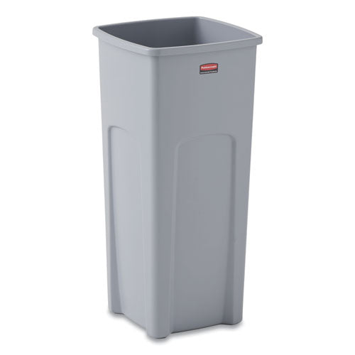 Image of Rubbermaid® Commercial Untouchable Square Waste Receptacle, 23 gal, Plastic, Gray