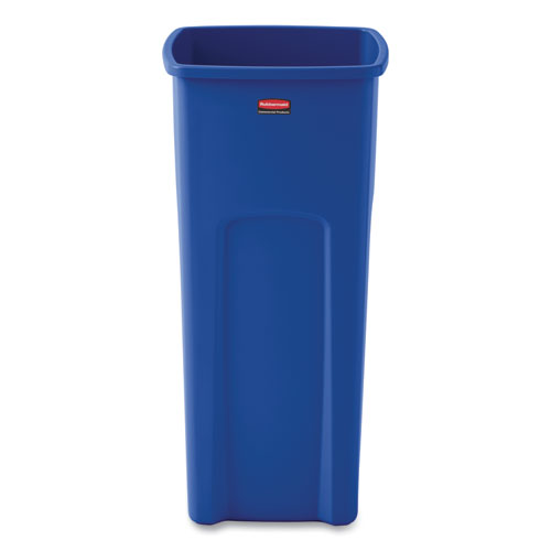 Image of Rubbermaid® Commercial Untouchable Square Waste Receptacle, 23 gal, Plastic, Blue