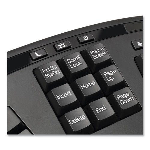 Image of Adesso Wkb1500gb Wireless Ergonomic Keyboard And Mouse, 2.4 Ghz Frequency/30 Ft Wireless Range, Black