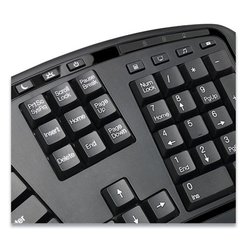Image of Adesso Wkb1500gb Wireless Ergonomic Keyboard And Mouse, 2.4 Ghz Frequency/30 Ft Wireless Range, Black