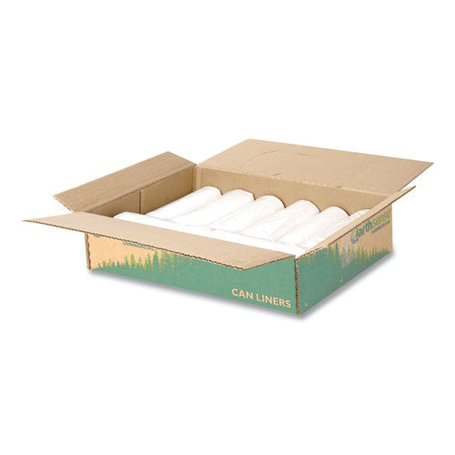 Image of Earthsense® Commercial Linear-Low-Density Recycled Tall Kitchen Bags, Open-Face, 13 gal, 24" x 33", White, 15 Bags/Roll, 10 Rolls/Box