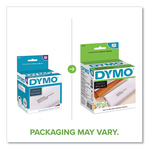 Image of DYMO® Labelwriter Address Labels, 1.12" X 3.5", White, 260 Labels/roll, 2 Rolls/pack
